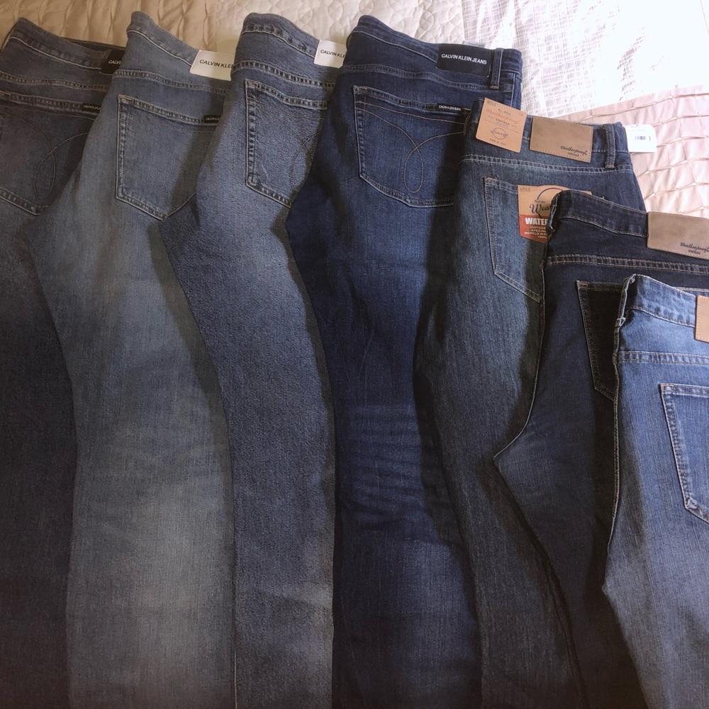 7 Pair: 38x32 Calvin Klein Slim Fit Jeans